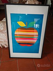 Quadro stile Apple vintage con mela righe colorate