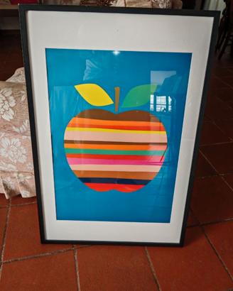 Quadro stile Apple vintage con mela righe colorate