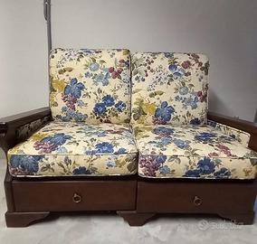 DIVANETTO NOCE SCURO CON 2 CASSETTI - CM. 135X78