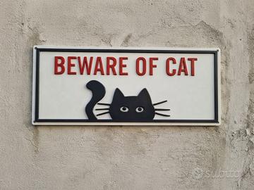 Targa / insegna attenti al gatto