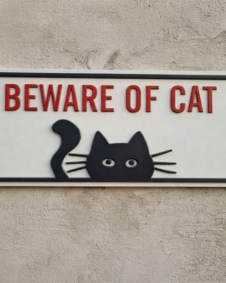 Targa / insegna attenti al gatto