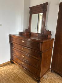 Cassettiera/comó con 4 cassetti e specchiera