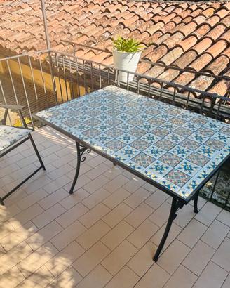 Tavolo esterno ceramica e ferro