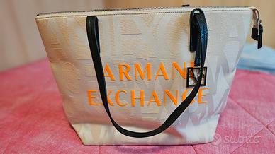 Borsa shopper tote Armani Exchange beige 