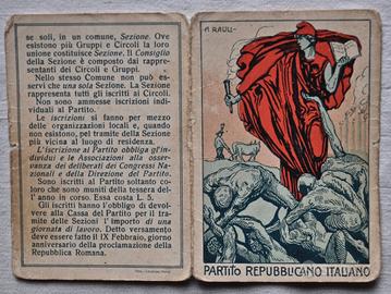 Rara tessera 1921 partito repubblicano italiano
