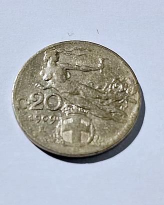 moneta da 20 centesimi del Regno d'Italia.1909