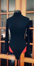 Body nero da donna, manica lunga, dolcevita