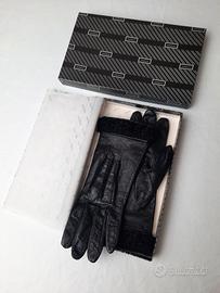 Guanti in pelle vintage 90s Gianni Versace con sca