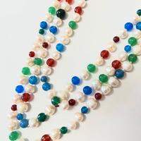 COLLANA VINTAGE CON PERLE VERE MULTICOLORE