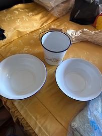 Set 2 catini con secchio smaltati