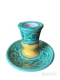 Portacandela ceramica vietrese verde smeraldo