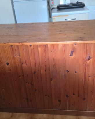 Bancone bar in legno artigianale anni '80 – 200 cm