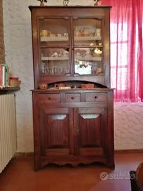 Credenza vetrina dell'800 in legno di noce