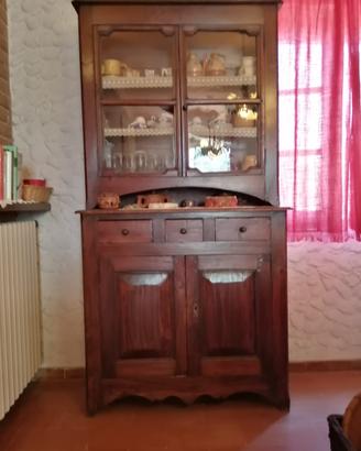 Credenza vetrina dell'800 in legno di noce