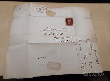 Piego 1843 per LONDRA - Penny Red (4 Margini) + Cr