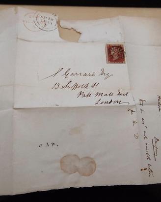 Piego 1843 per LONDRA - Penny Red (4 Margini) + Cr