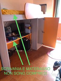 Letto a ponte con armadietto