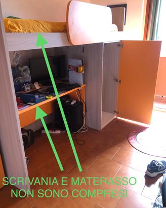 Letto a ponte con armadietto
