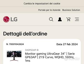 MonitorLGUltraGear34GP63A-B34”WQHD160HzFreeSync