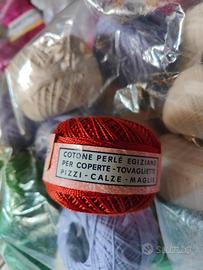 9 Gomitoli Cotone Perlé Egiziano n. 5 - Pregiato