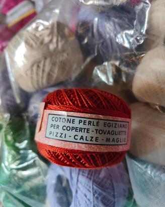 9 Gomitoli Cotone Perlé Egiziano n. 5 - Pregiato