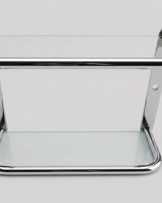Mensola da bagno in metallo cromato e vetro