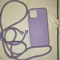 Cover iPhone 12, Parfois lilla con laccio, nuova