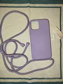 Cover iPhone 12, Parfois lilla con laccio, nuova