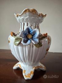 vaso ceramica bassano vintage dipinto a mano fiori