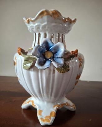vaso ceramica bassano vintage dipinto a mano fiori