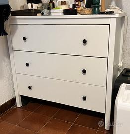 Cassettiera bianca con 3 cassetti Ikea KOPPANG