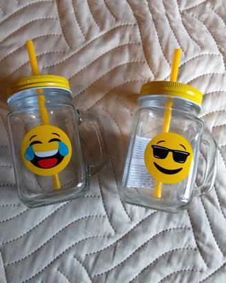 BICCHIERI DI VETRO SMILE/EMOTICON 