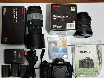 Canon 7d + obiettivi e accessori 