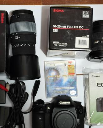 Canon 7d + obiettivi e accessori 