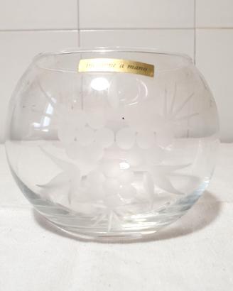 Portacandela Vintage sfera in vetro inciso a mano