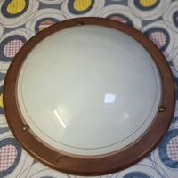 Plafoniera in legno e vetro satinato – diametro 36