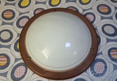 Plafoniera in legno e vetro satinato – diametro 36