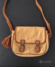 Borsa Massimo Dutti beige e cognac boho vintage