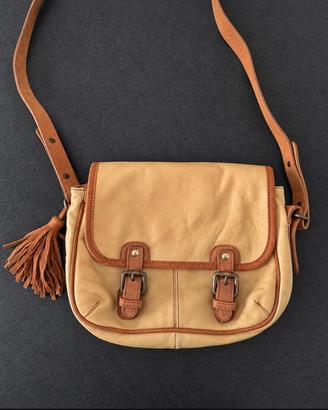 Borsa Massimo Dutti beige e cognac boho vintage