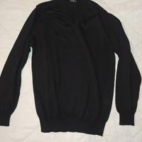 Pullover maglione nero lana merino (L)
