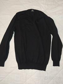 Pullover maglione nero lana merino (L)