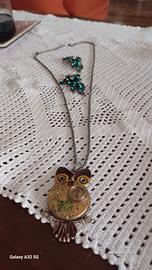 collana gufo +orecchini