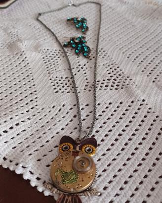 collana gufo +orecchini