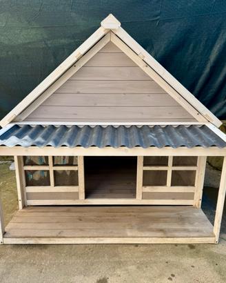 Casetta per cani in legno d’abete da esterno