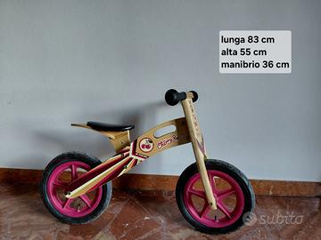 Bicicletta senza pedali in legno