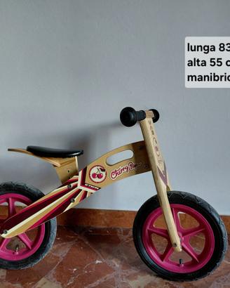 Bicicletta senza pedali in legno