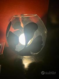 Coppia lampade vetro con decori neri