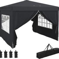 Gazebo Pieghevole Elegante Nero 3x3m con Telo Impe