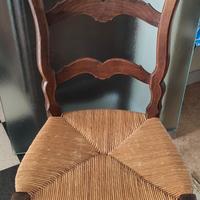 Sedia vintage impagliate in legno massiccio 