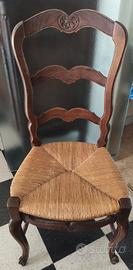 Sedia vintage impagliate in legno massiccio 